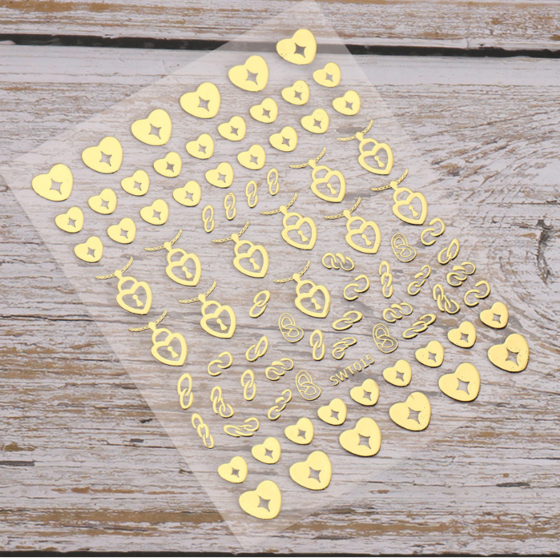 Nail Art Stickers 3D Angel Wing Heart Moon Star Sun Jewelry Self Adhesive NS48