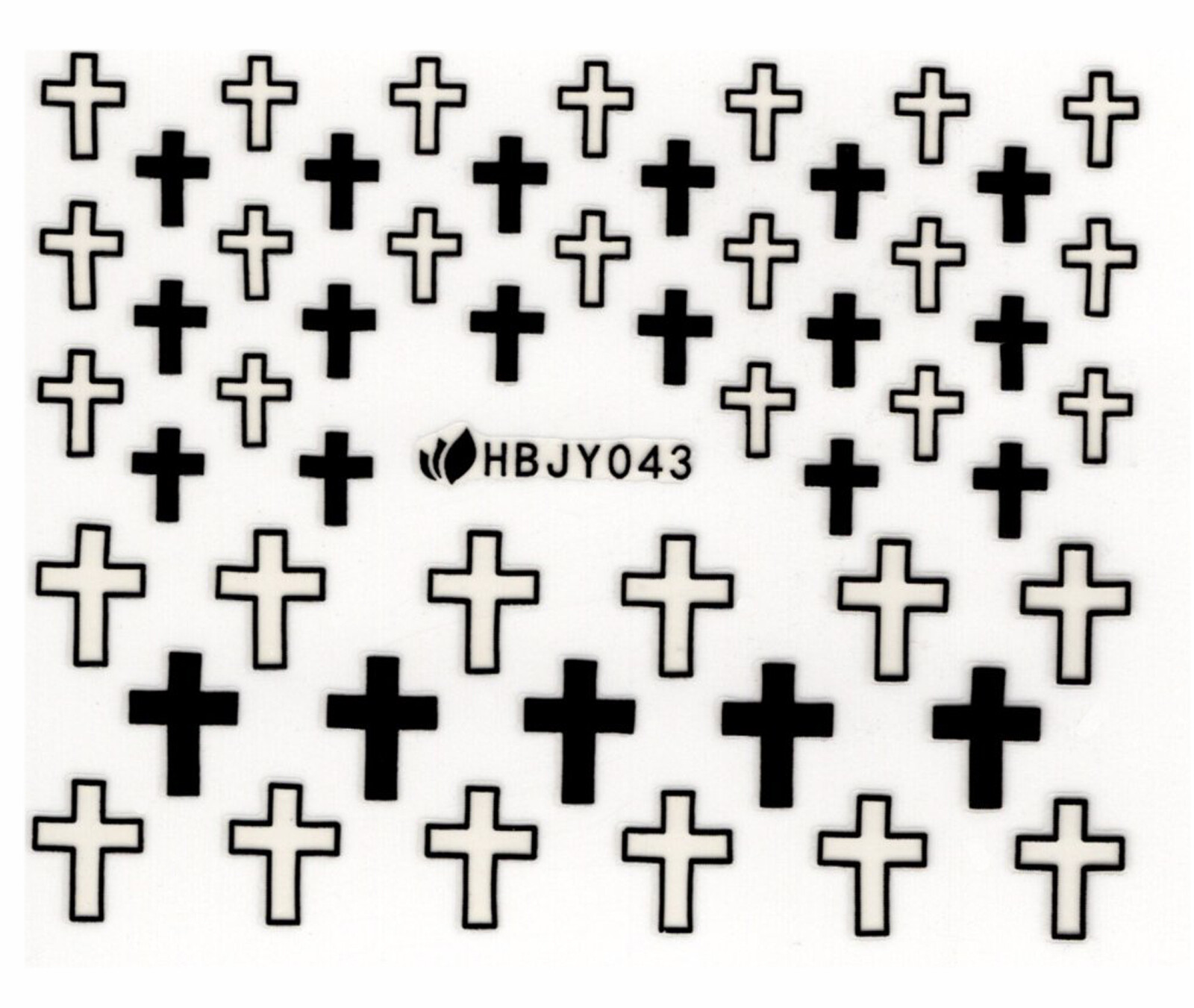 Nail Art 3D Decal Stickers Black Crosses HBJY043