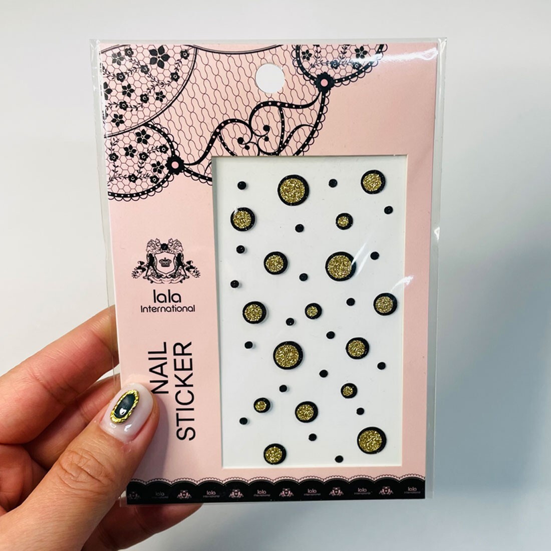 Textured Point Nail Stickers Gold Circles 3D DIY Sparkle Made in Korea Craft
