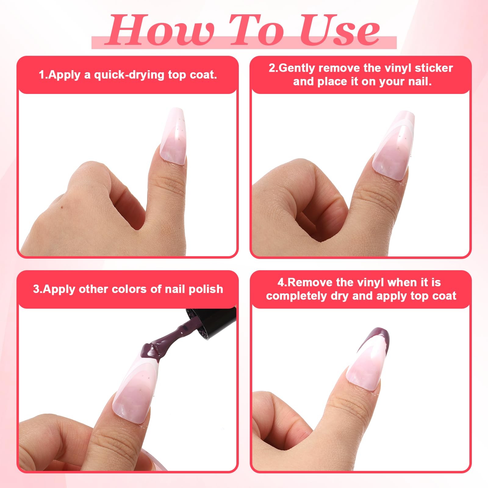 40 Sheets French Tip Nail Stickers Self-Adhesive French Manicure Strips White…