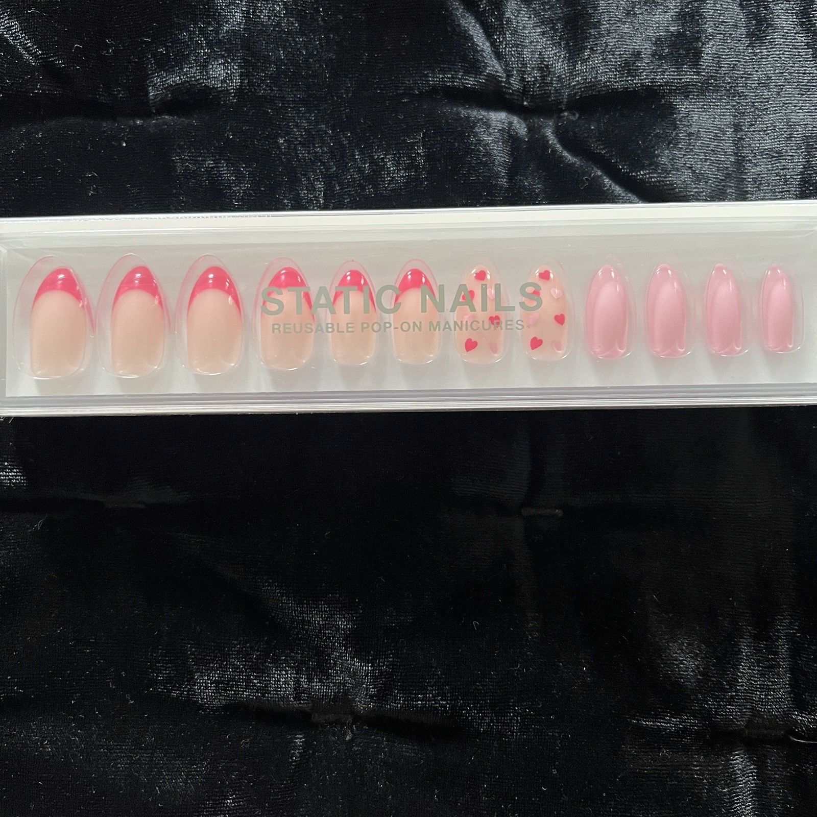 💖 Static Nails Send Valentines Almond Reusable Pop-On Manicure New In Box