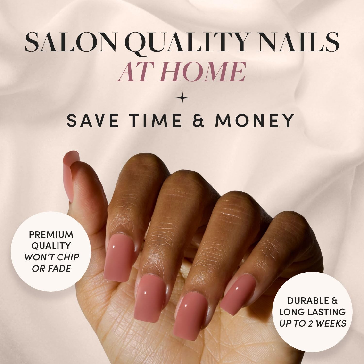 Press On Nails – Dusty Pink | Medium Square Fake Nails, Sheer Mauve Neutral, …