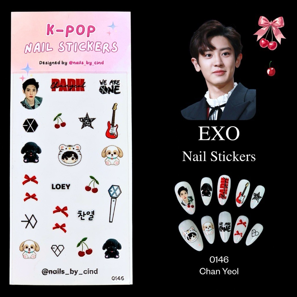 EXO KPOP NAIL STICKER FAN MADE KOREA KAI D.O LAY CHEONYEOL SUHO BAEKHYUN I Z10