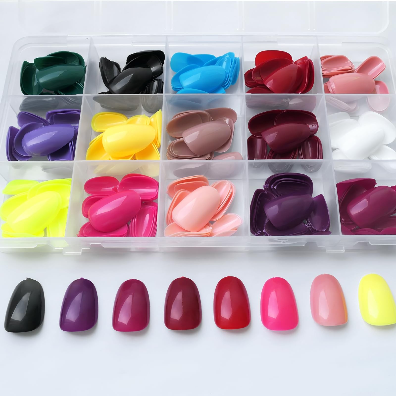 LuckForever 360pc Oval Press on Nails Short Fake 12 Sizes (0-11)