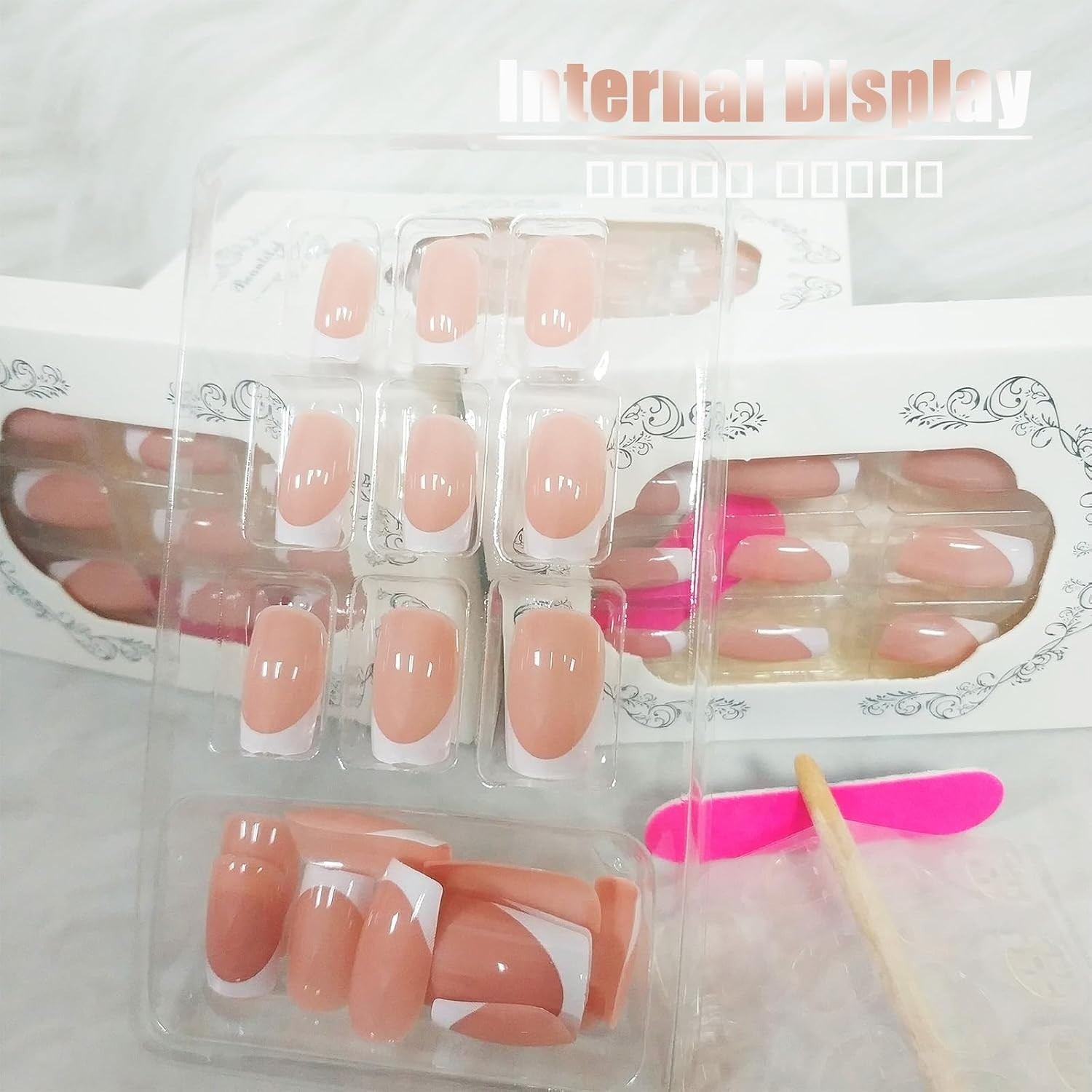 High-Quality 24Pcs French Tips Press-On Nails for Coquette Women – Simple & Chic