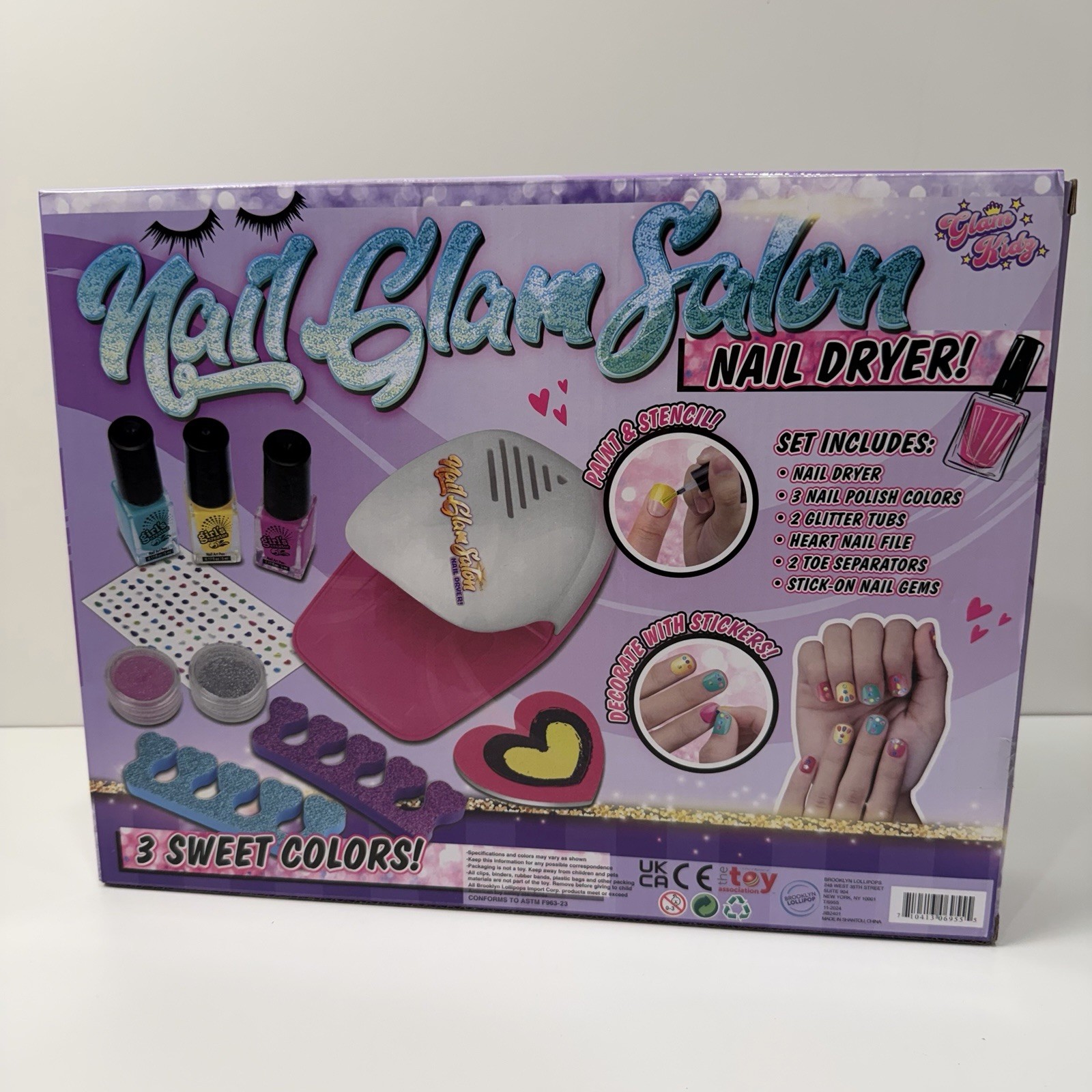 Nail Polish Set for Kids, Nail Glam Salon, Emoji Pedicure and Manicure Kit, Nail