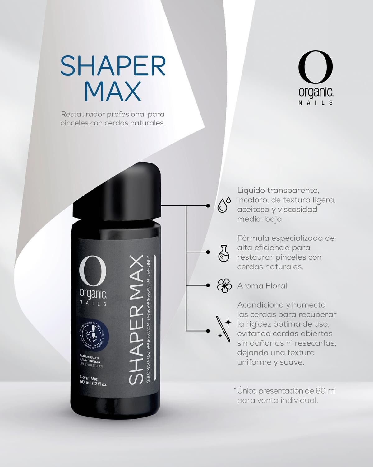 Shaper Max Restaurador De Pinceles Organic nails 60 Ml