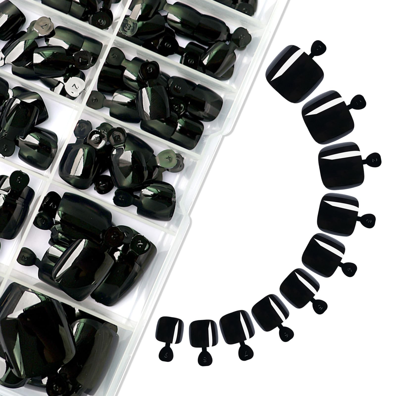 Lifextol 120PC Black Press on Toenails for Women Fake Toe nail