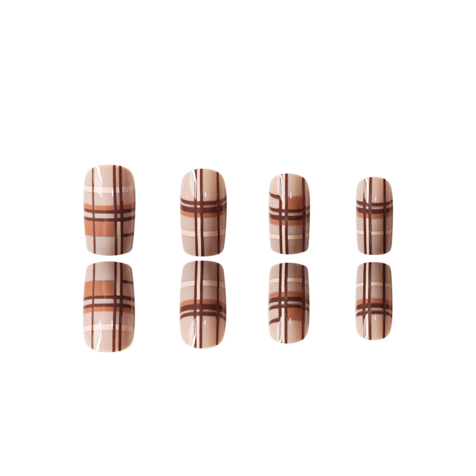 Press On Nails Cool Tie Dye Glitter Plaid Color Block Short Square
