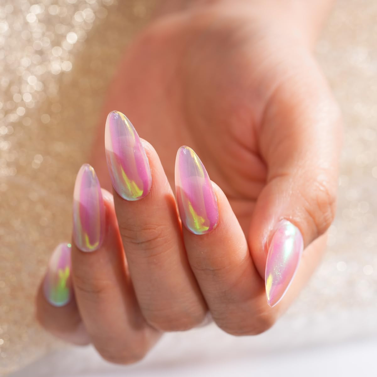 0.3G Unicorn Chrome Nail Powder, Aurora Iridescent Chrome Powders for Nails, Mer