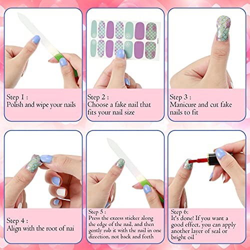 336 Pieces 24 Sheets Full Wrap Nail Polish Strips Stickers Self Gradient Style