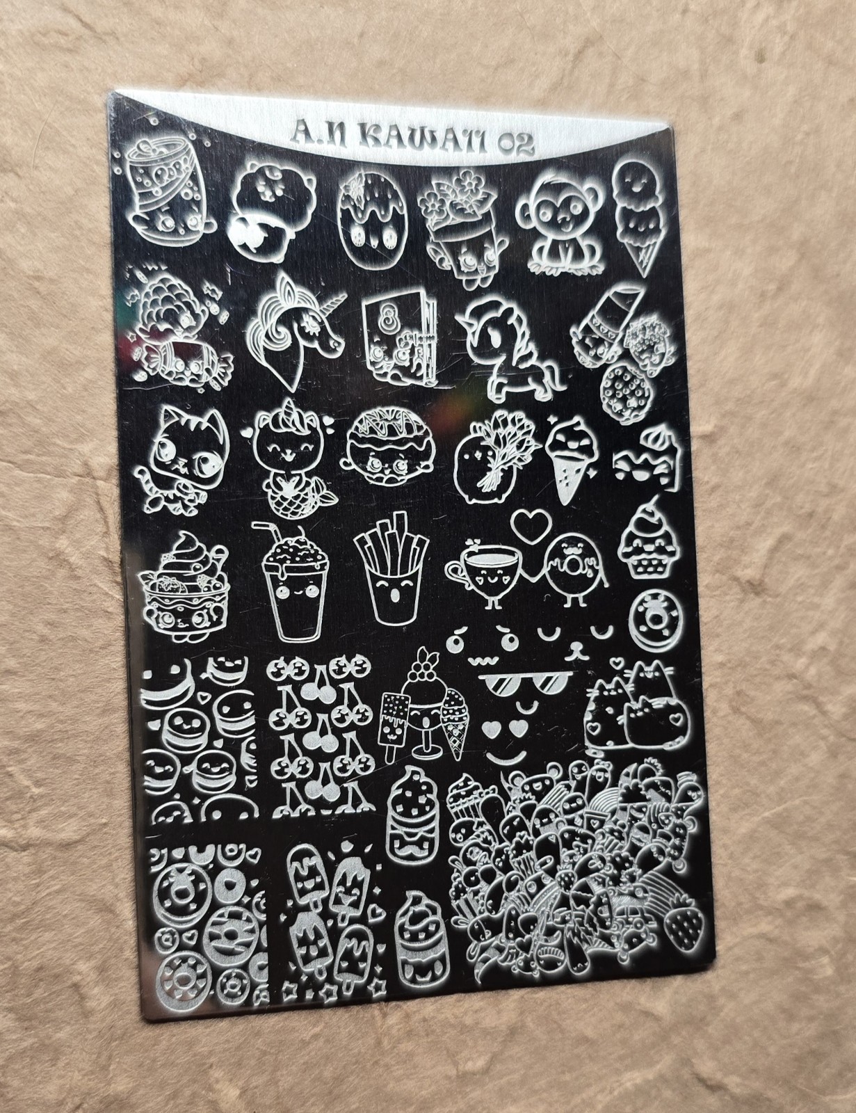 Mundo De Unas MDU Kawaii 02 Nail Stamp Plate Cartoon Emoji Clipart Food Animals