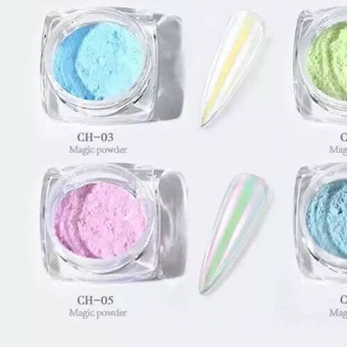 AB AURORA CANDY PINK NAIL CHROME POWDER Magic Glass Mirror EFFECT Mermaid Shiny