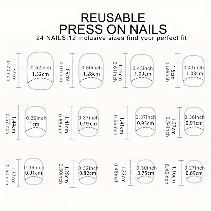 24pcs Short Square Burgundy Solid Color False Nails Classic Fashion Red