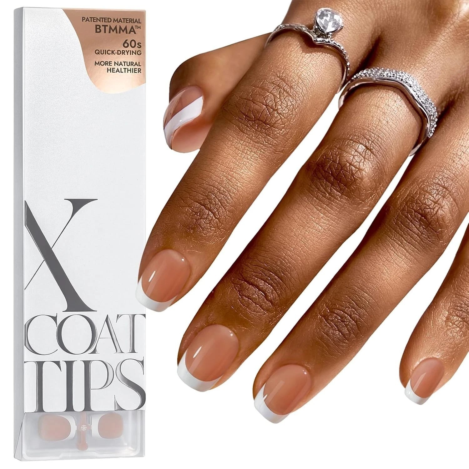 XCOATTIPS Brown Extra Short Square French Gel Tips, 150 pcs