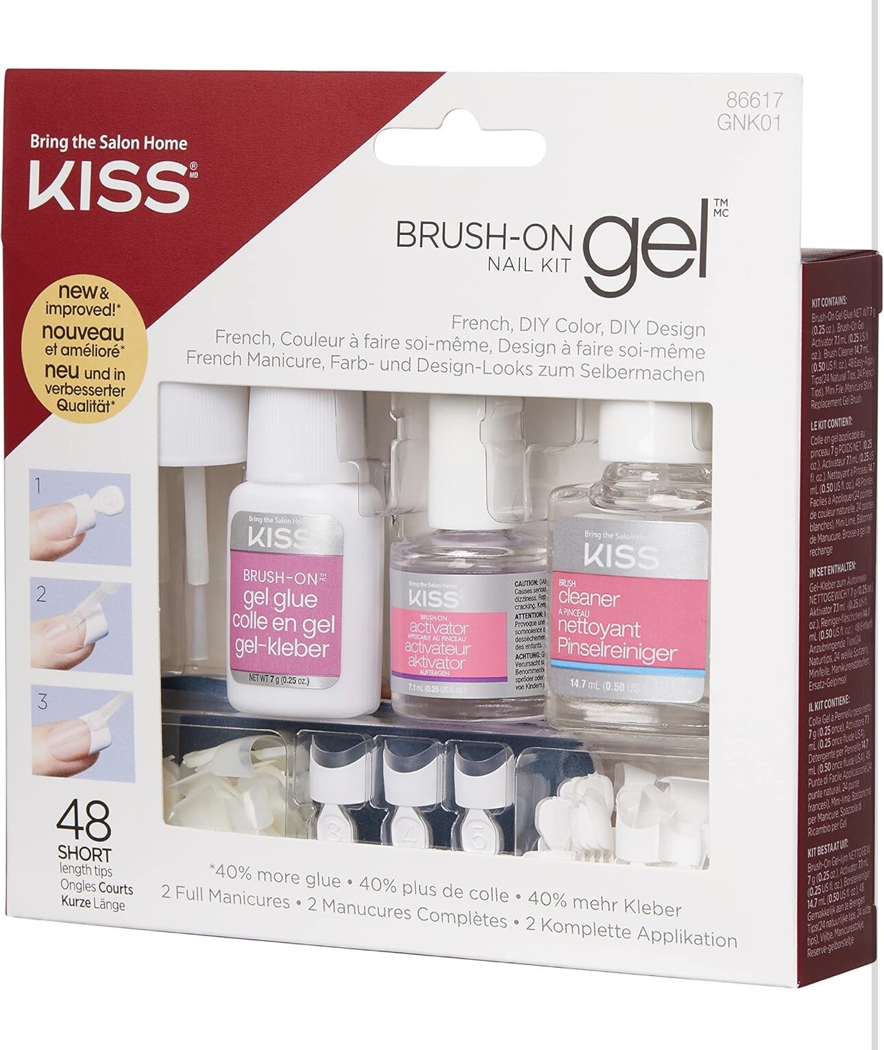 KISS Brush-On Gel Nail Kit Gel – French-Nude French & DIY Color Looks NIB
