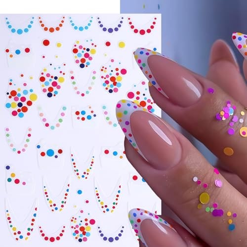 6 Sheets Christmas Balloons Nail Art Stickers Colorful Polka Dot french balloon