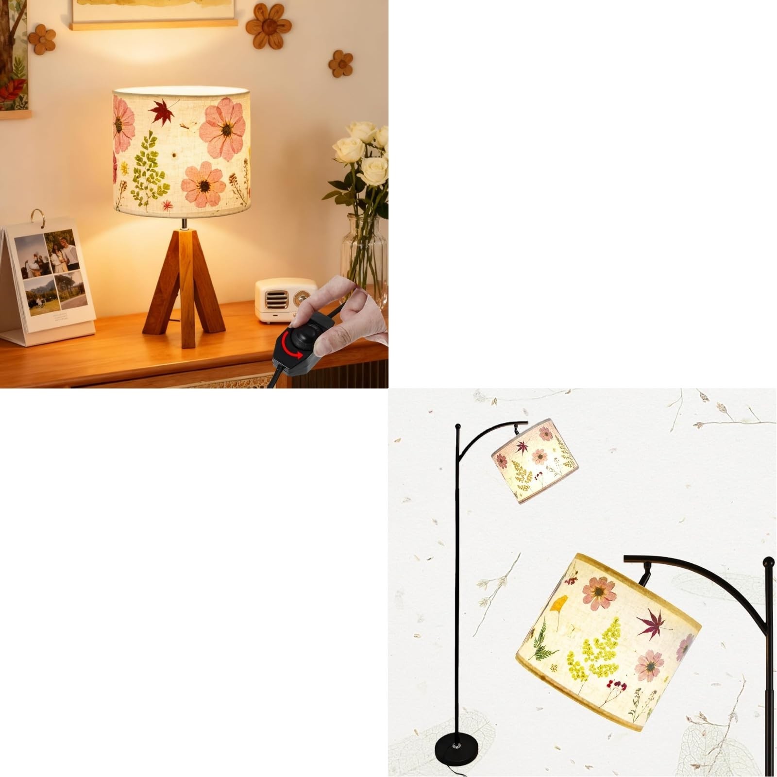 Floresita Dried Flowers Tripod Table Lamp 14.56in, 9W LED Dimmable 61“Drie