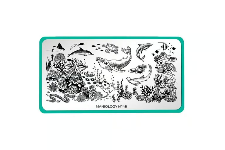 Maniology Nail Stamping Plate – M146 – ocean, sea life