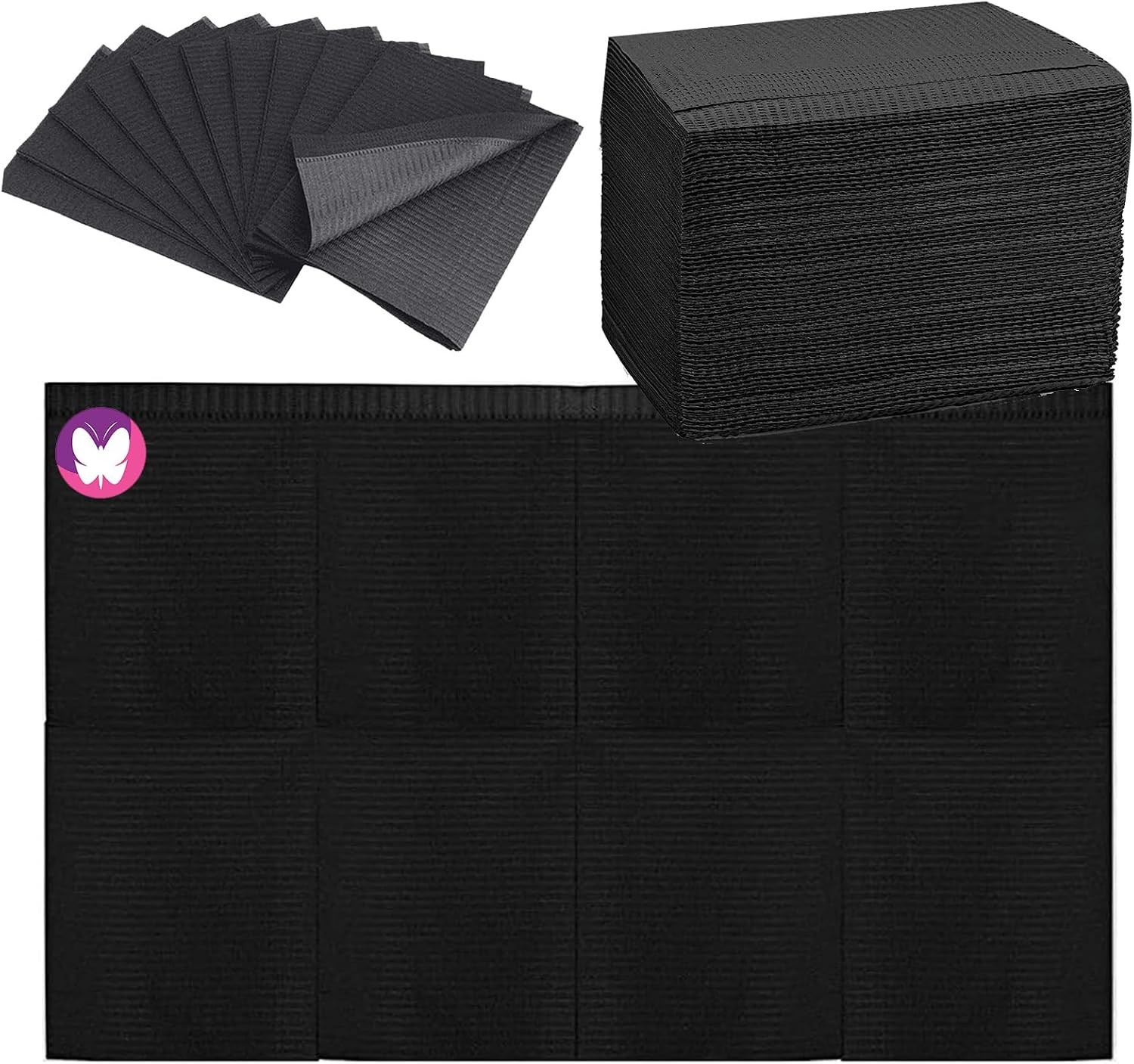 Nail Table Mats Disposable Nail Art Paper Towels,50PCS Black Waterproof 3 Ply