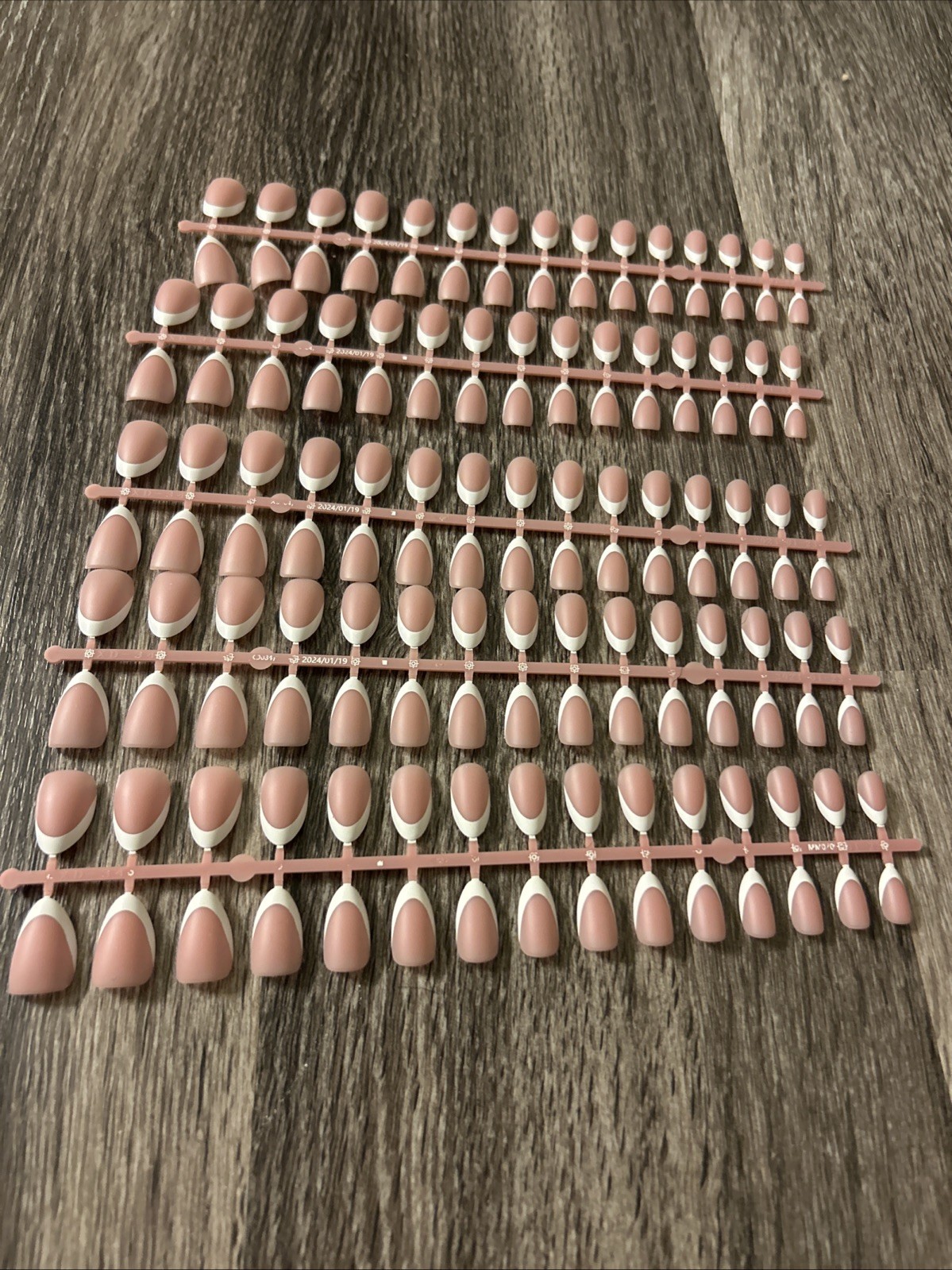 Beetles French Tip Press-On Nails, 15 Sizes, 150 Pcs, Brown Short Coffin