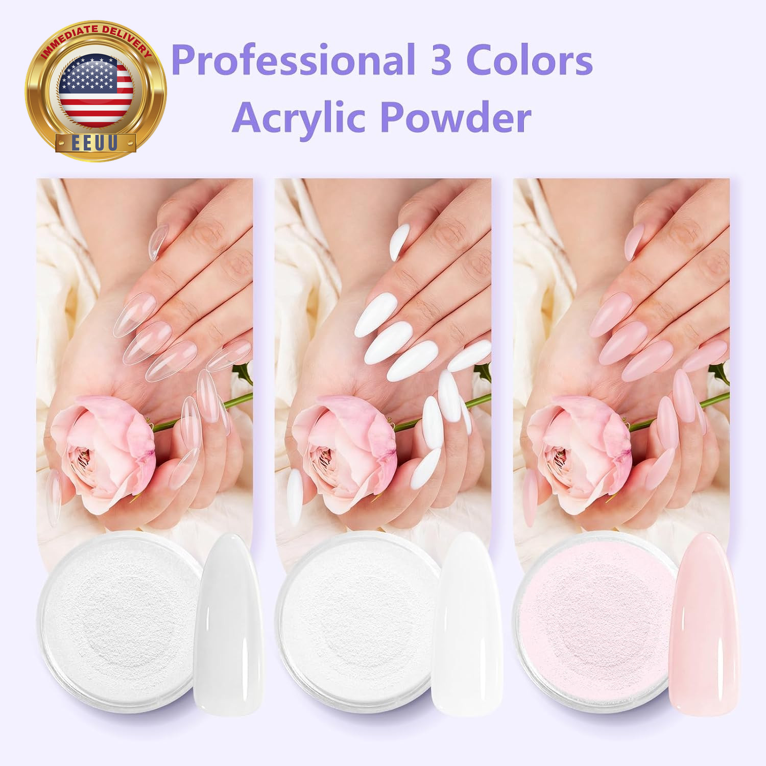 Acrylic Nail Kit for Beginners: Clear White Pink Powder and Liquid Set – Profess