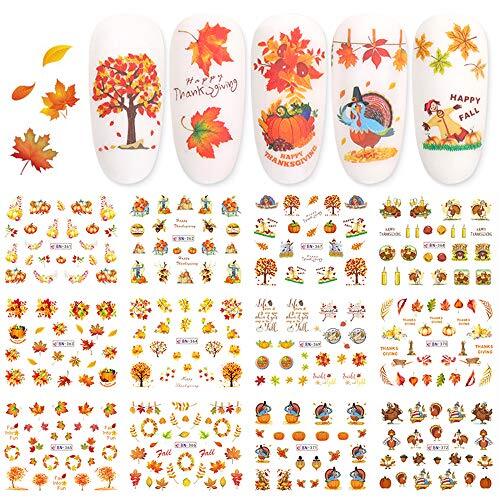 Fall Nail Stickersutumn Maple Leaf Nailrt Decals Thanksgiving Day Water Decal A