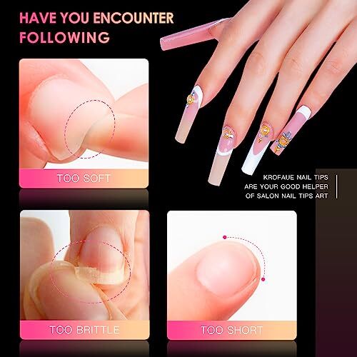 Extra Long Nail Tips,240PCS XXXL Long Square 240PCS Clear 3XL Square Tips
