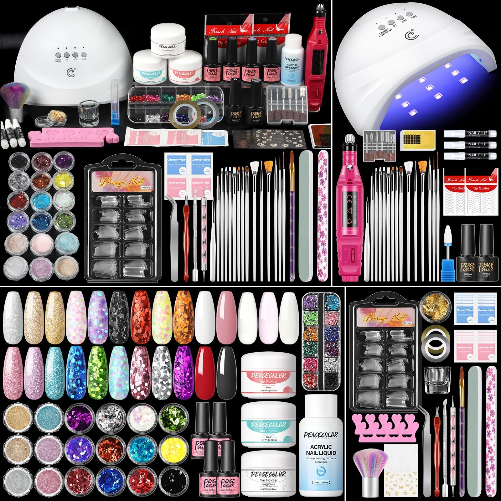 Peacecolor Acrylic Nail Kit for Beginners with Everything ,Professional Nail …