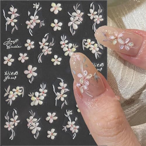 5D Spring Flowers Nail Art Stickers Cherry Flower Nail Stickers for Flower2