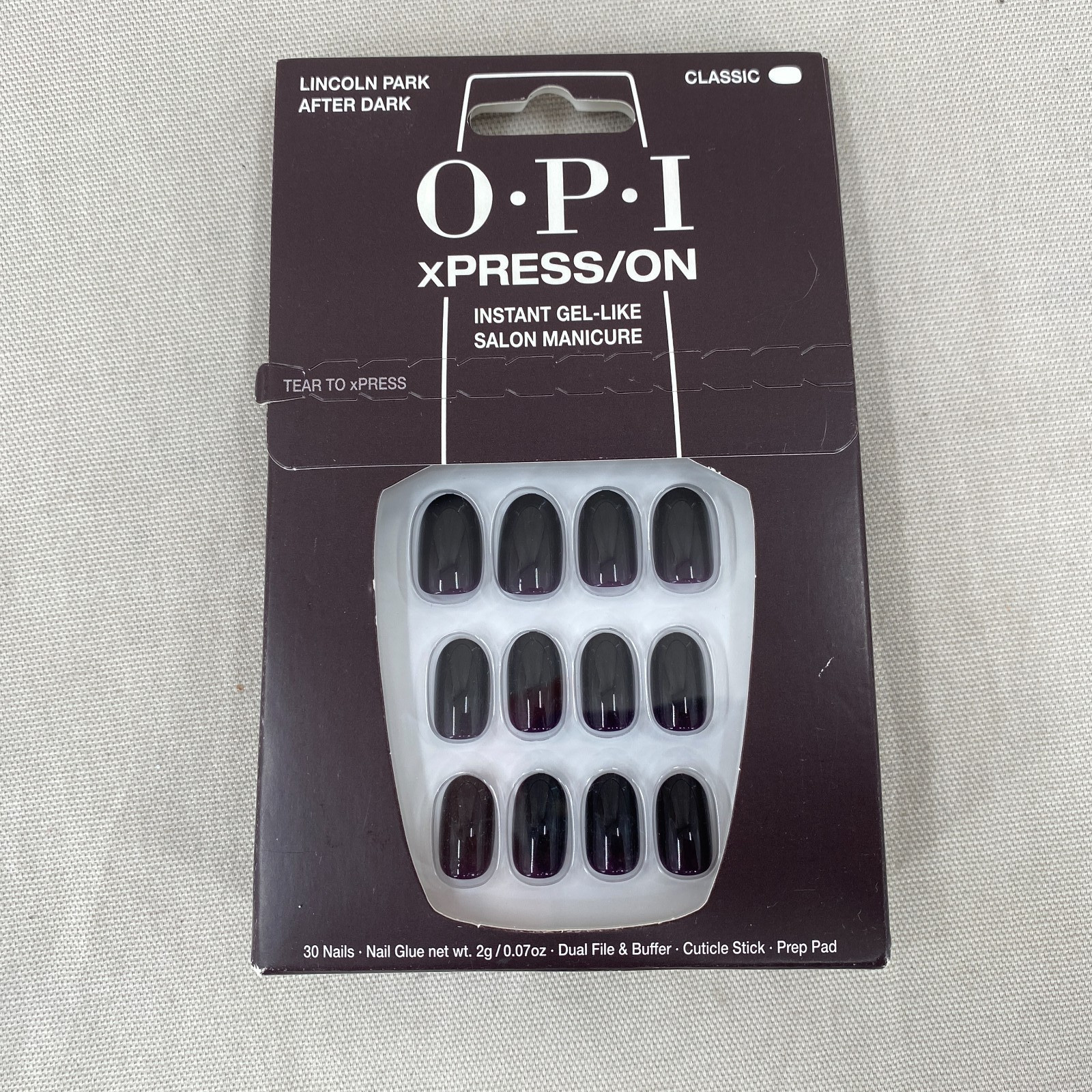 OPI xPRESS/ON Instant Gel Like Nails Lincoln Park After Dark Salon Manicure