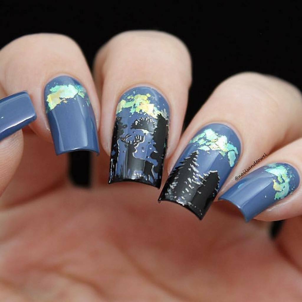 B035 Icy Wonderland Stamping Plate For Christmas Stamped Nail Art Design