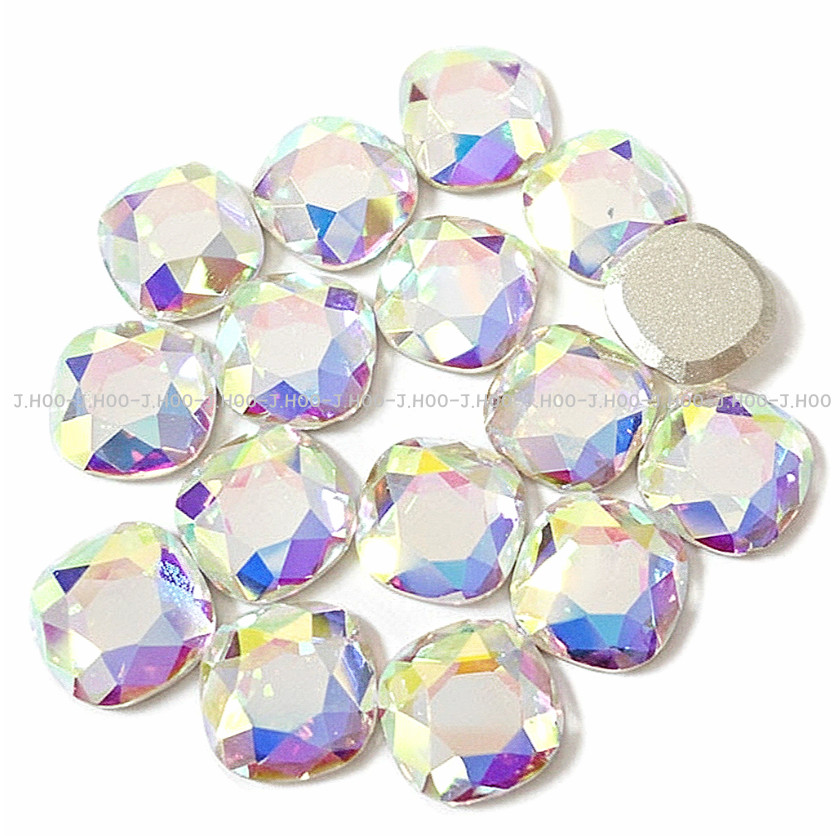 J.HOO Crystal 7471 Cushion Flat Back Rhinestones 10mm Nail Art (6pcs)