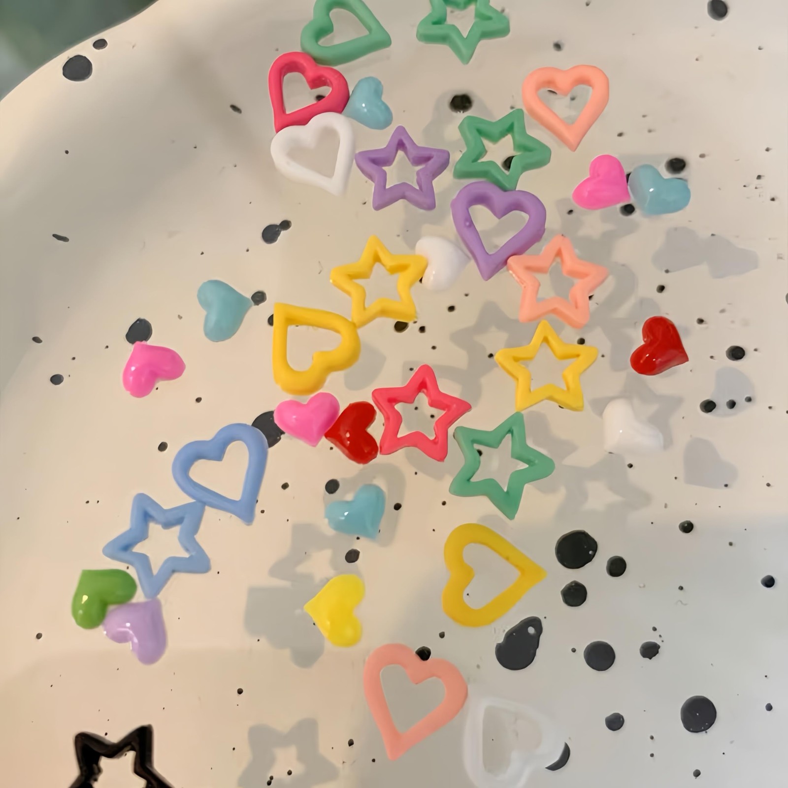SHUXILIN 320pcs Kawaii Heart Star Nail Charms Purple