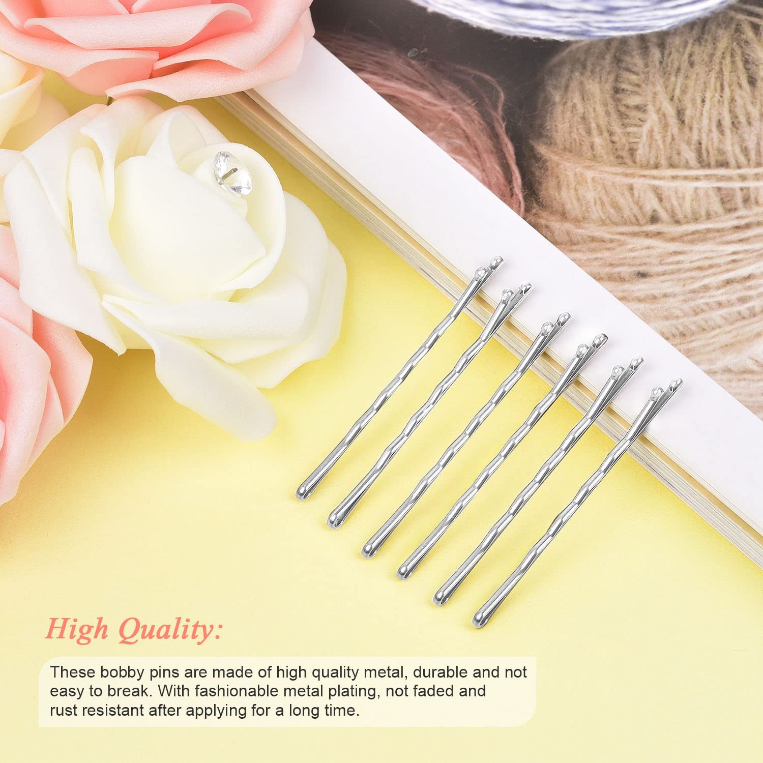 MORGLES 240PCS Silver Bobby Pins with 1 Count (Pack of 240), (2.2inch)