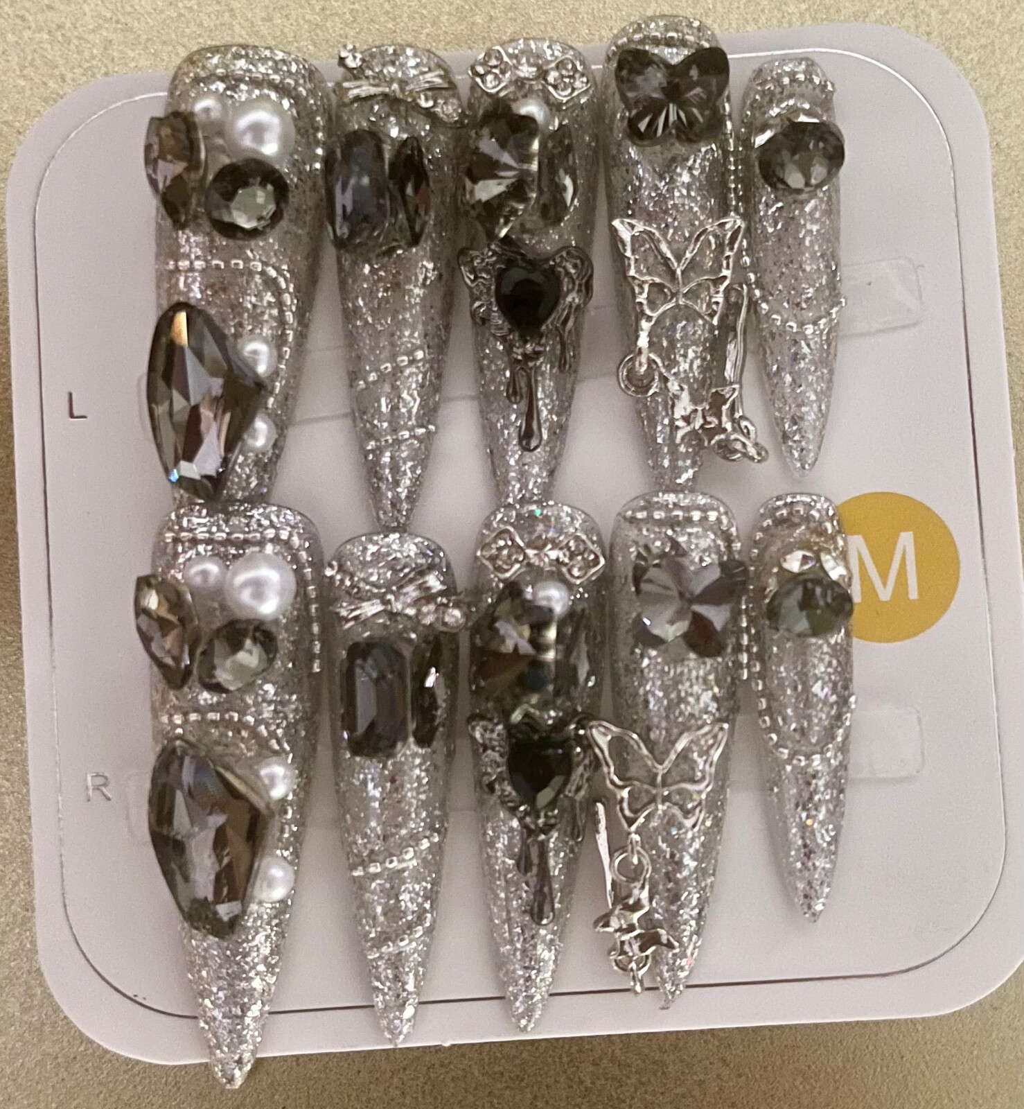 Long Style press on nails with medium size