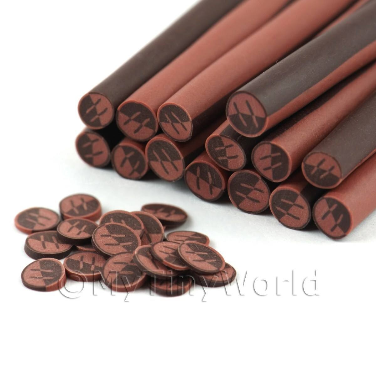 2 x Handmade Milk and Dark Chocolate in Perfect Balance Nail Art Cane