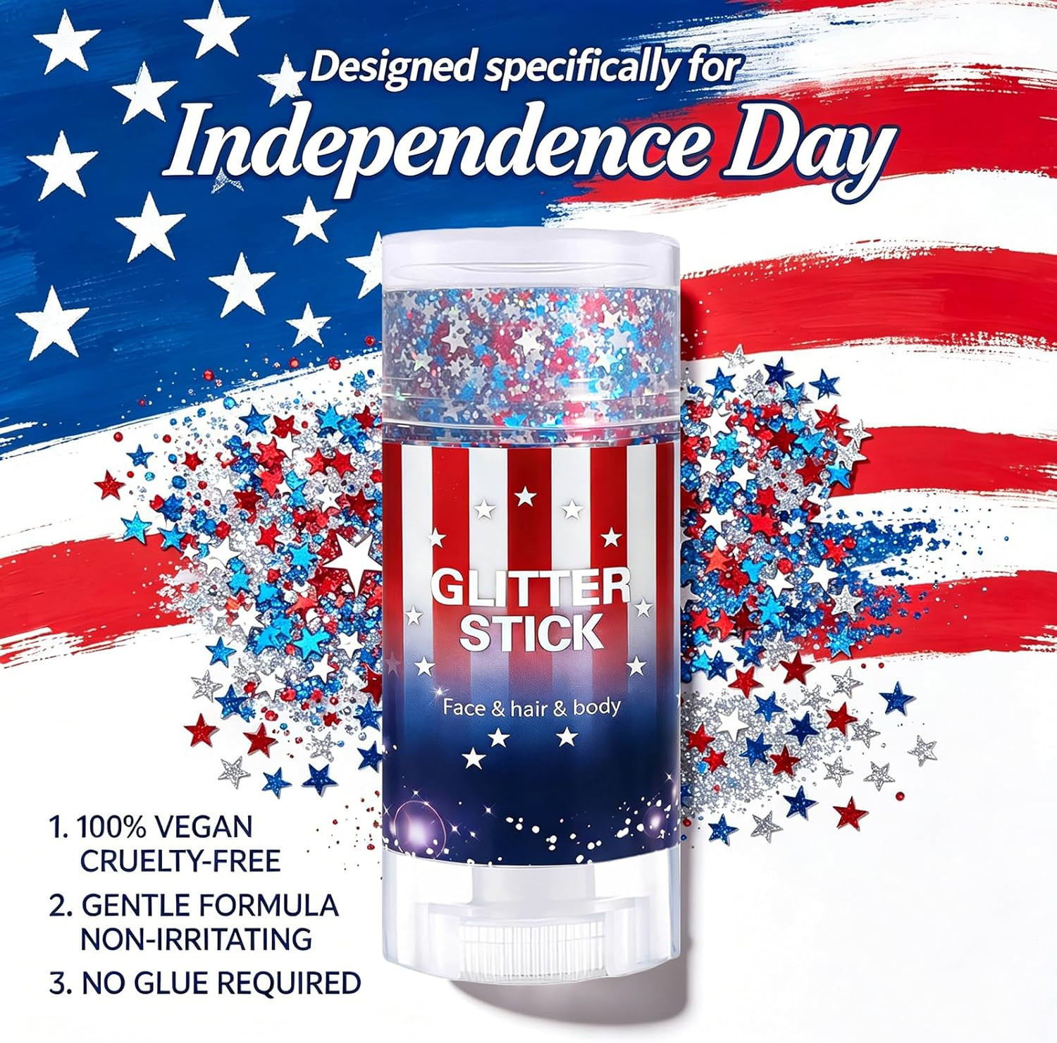 Patriotic Body Glitter Stick,4Th of July Outfits and Accessories,250Th Anniversa