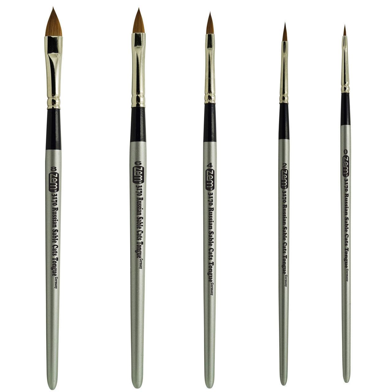 AS-63 Russian Pure Sable Cat’s Tongue Brush Set 5 pcs