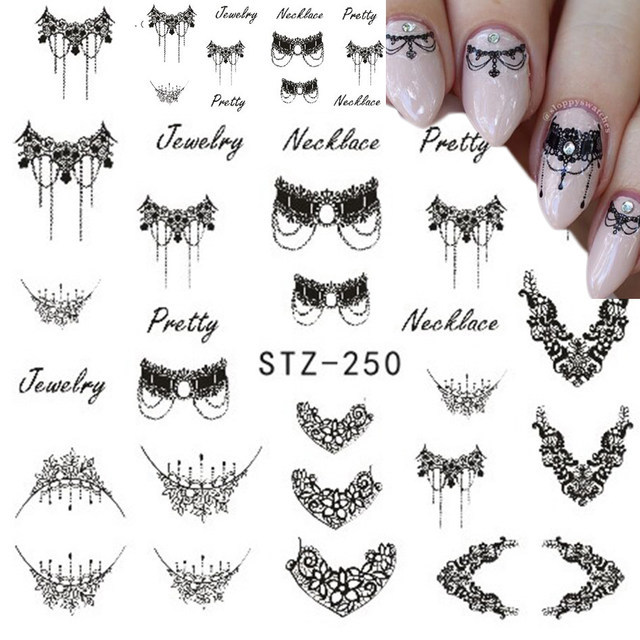 Nail Art Water Transfer Sticker Flower Necklace Jewelry Design Decals Manicure