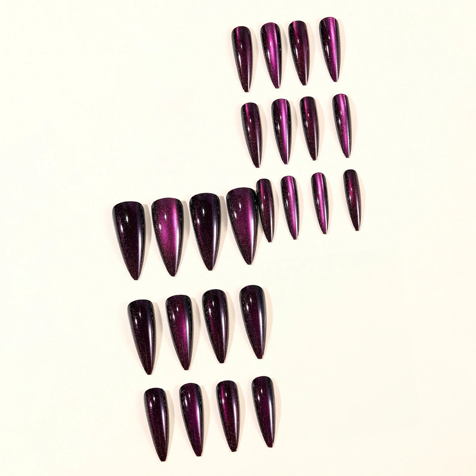 Long Pointed Cat Eye False Nails Shimmer Charm For Daily Party Wear