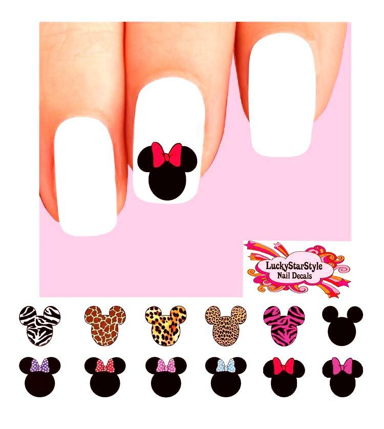 Waterslide Nail Decals Set of 48 – Minnie Bow & Mickey Mouse Assorted