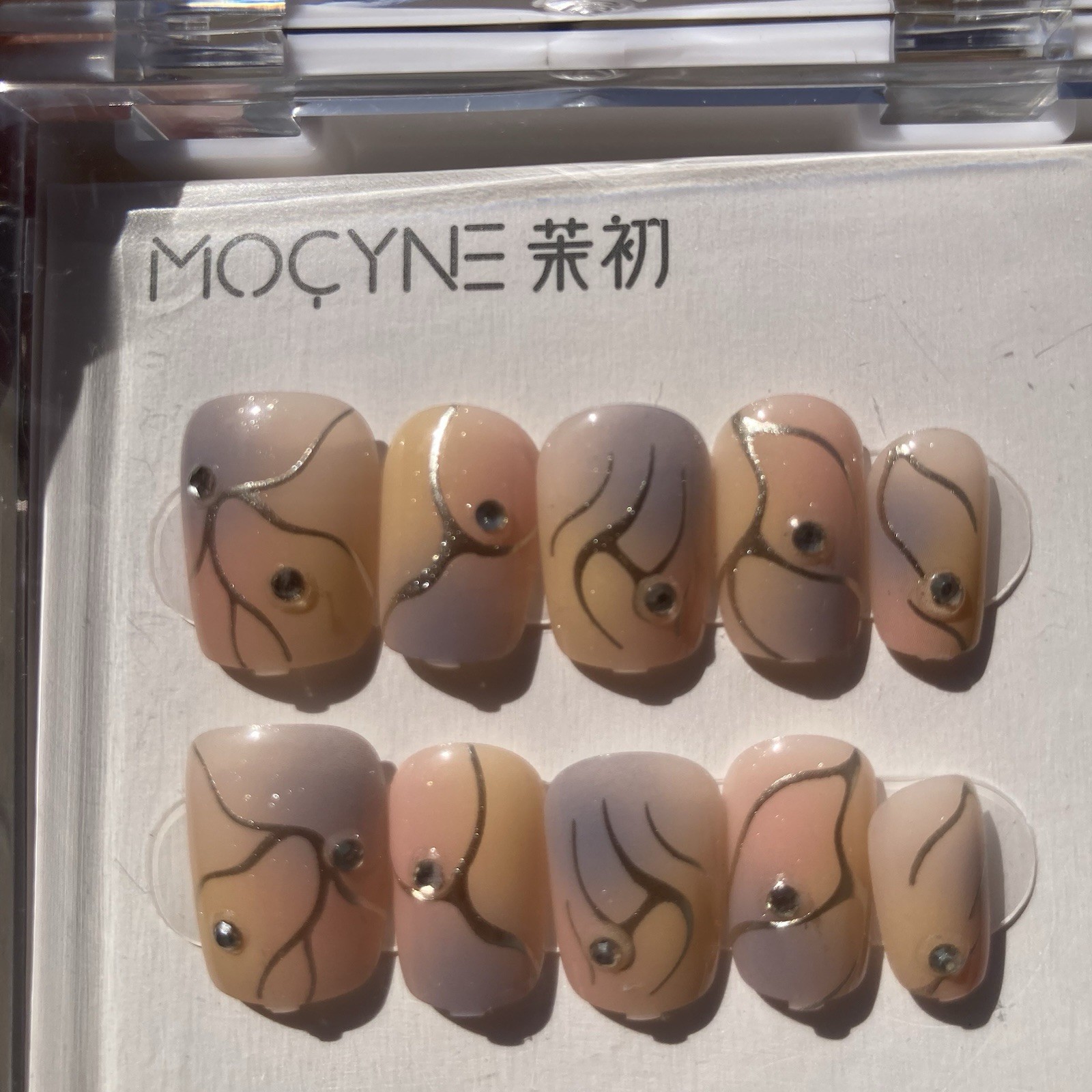 Lot of 3 Nude Pink Press On Nail Sets Short Square French Neutral Glam Silver