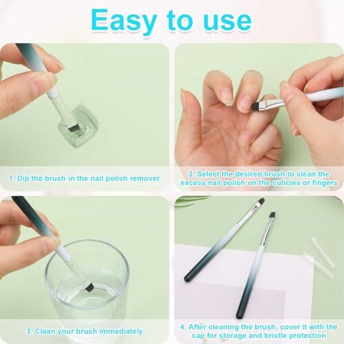 2pcs Nail Clean up Brushes, French Tip Detail Remover Manicure Brush style 7