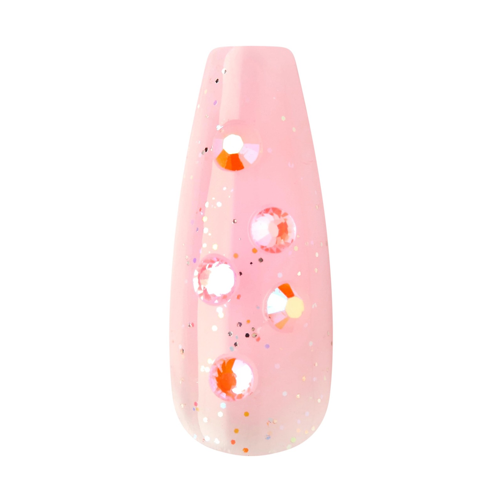 Majestic Press On Nails, Nail glue included, ‘Lovely Bubbly’, Pink, Long Size…
