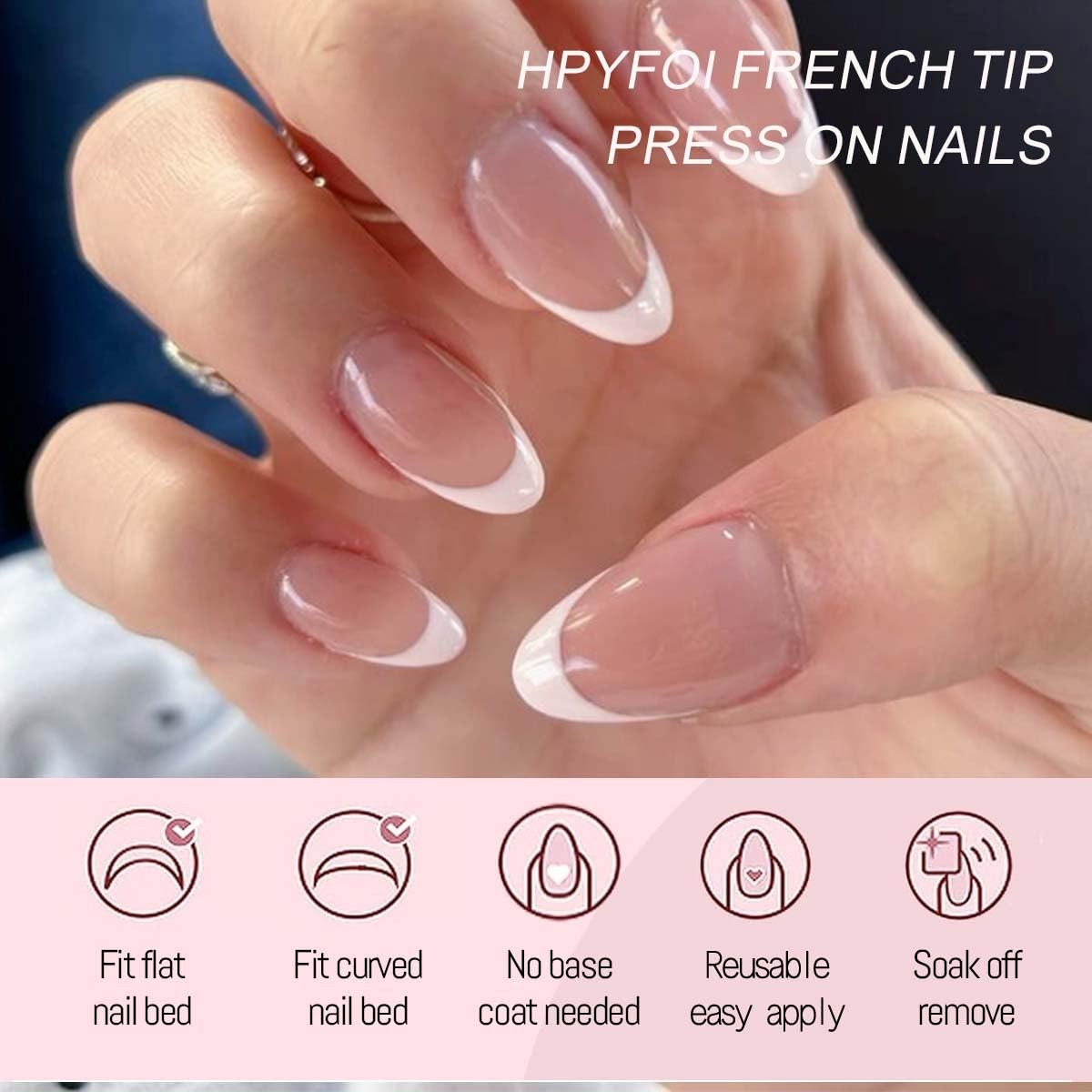 216 Pcs French Tip Press on Nails Short Almond,French Nails Press ons in 9 Di…