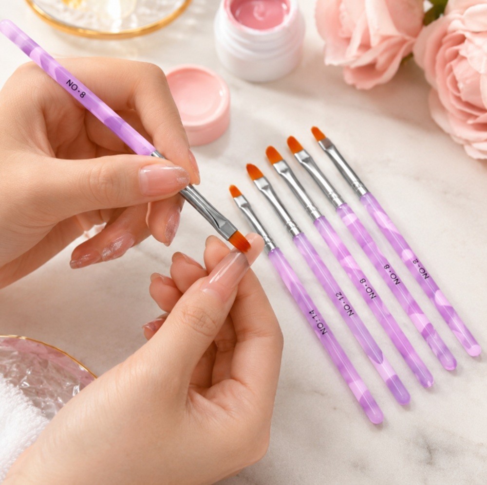 7-Piece UV Gel Nail Art Brush Set, Flower Painting & Gradient Design Pens