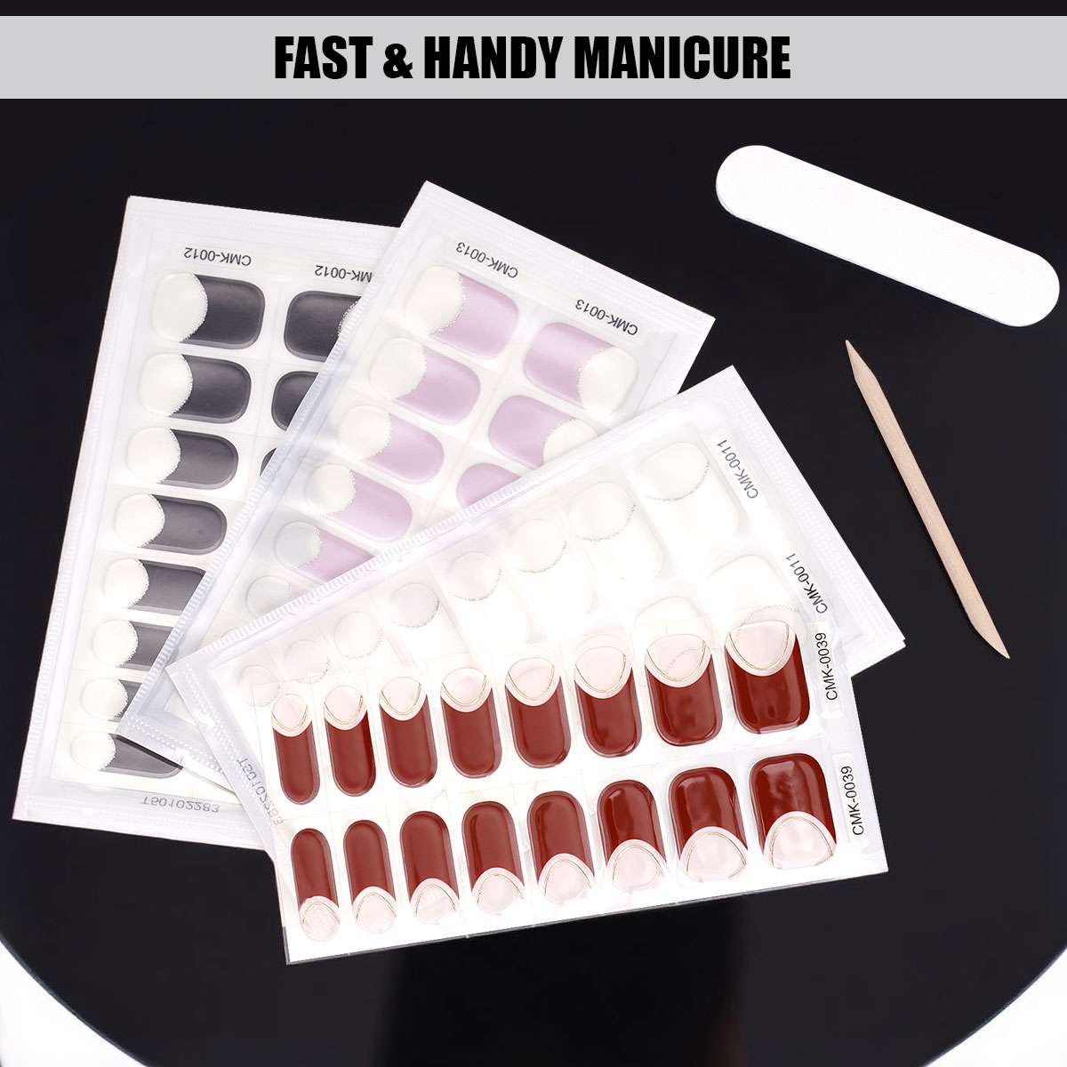 16pcs No Backing Gel Nail Stickers Full Nail Wraps Semi Cured Gel Nail Strips US
