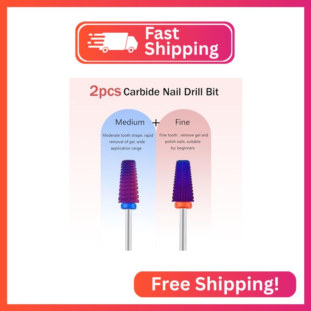 ASWEINA 2pcs 5 in 1 Nail Drill Bits, 3/32” Tungsten Carbide Safety Bits,Two Way