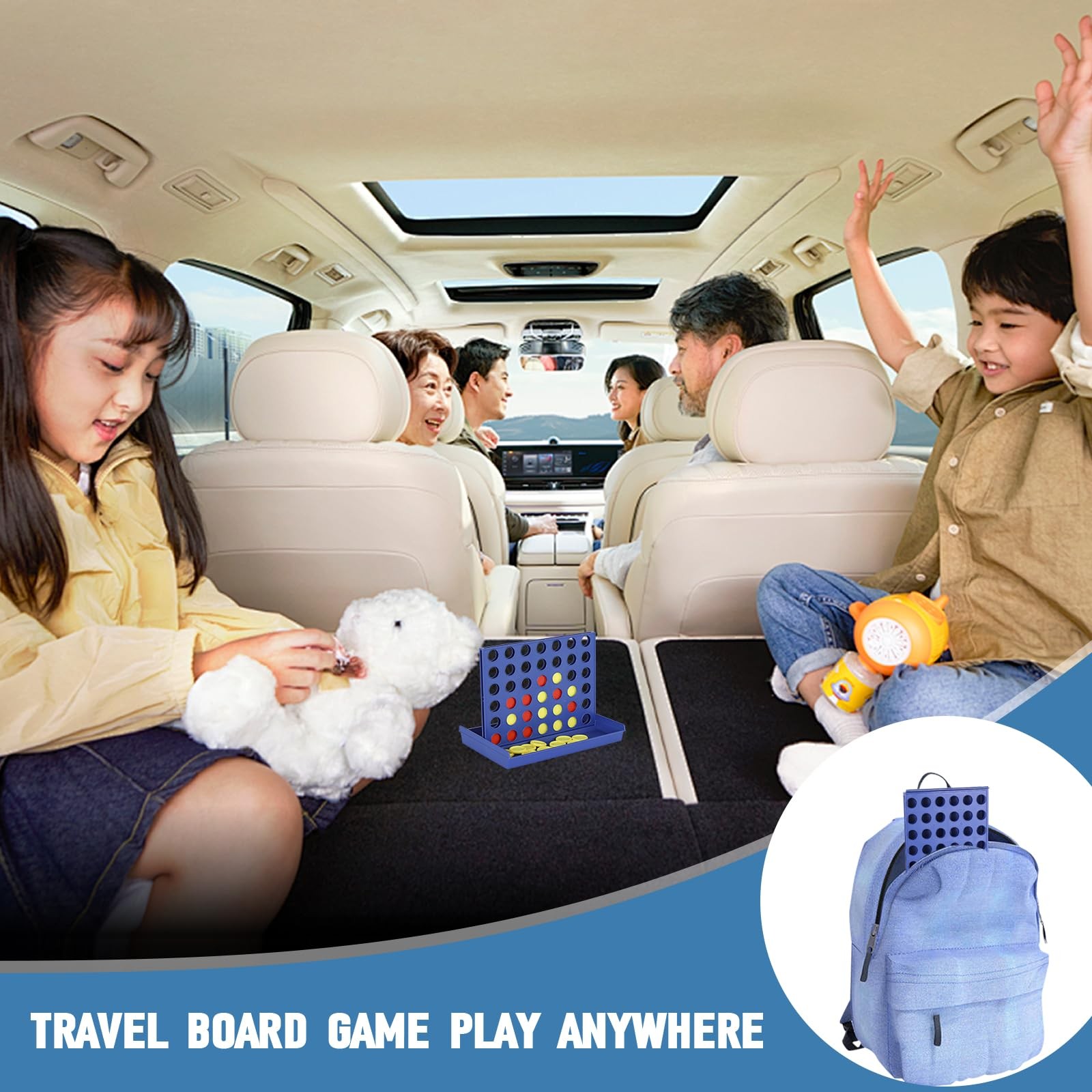 Pedolini 4 in a Row Connect Game Travel Board (Small) Mini Small, Blue